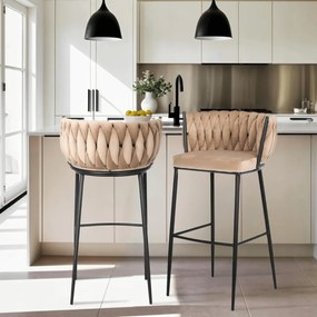 Elegáns Bárszék Bézs Bársony Kárpittal. FLORES