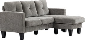 HOMCOM Sarokkanapé L-alakú Kanapé Poliészter Kárpitozással Reversibilis Fotelrésszel és 3 Párnával a Nappaliba 180 kg Terhelhetőséggel 186x130x84 cm B