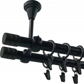 Mennyezeti Függönykarnis Fekete Matt 19+19 mm Maró 280 cm