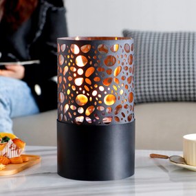 Szabadonálló Kerek Biokandalló Fekete Tornado Flame Mintával