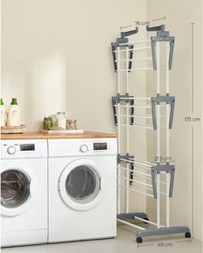 Összecsukható ruhaszárító kerekekkel, 4 szintes, fehér