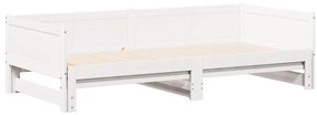 Kihúzható Nappali Ágy Fehér 90x200 cm Tömör Fa Fenyő