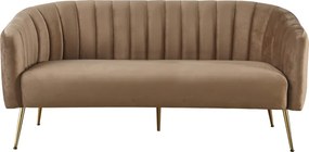 Design 3-as ülés kanapé, barna bársony szövet/arany króm-arany, BAGY