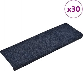 vidaXL öntapadós lépcsőszőnyegek 30 db 65 x 21 x 4 cm kék téglalap alakú széllel