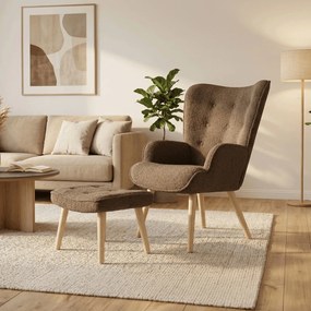 Relaxační křeslo, hnědá, látka bouclé, AK-319 BR2