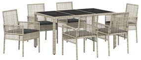 vidaXL Kert étkező szett 7 pcs Világosszürke polirattan