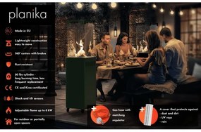 Planika Faro GAS - Kültéri gáz kandalló 142x36 cm 8kW zöld + védőborítás