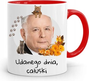 Piros Vicces Bögre Jaroslaw Kaczynski fényképes nyomattal