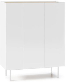 Fehér magas komód tölgyfa dekorral 95x120 cm Arista – Teulat