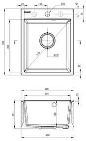 Deante ZRC_S103 - Konyhai mosogató CORIO 50x40 cm gránit/metál szürke