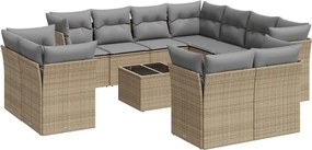 vidaXL 12 részes bézs polyrattan kerti ülőgarnitúra párnákkal