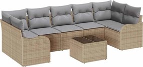 vidaXL Kerti Kanapé Szett Bézs 55 x 55 x 37 cm polirattan