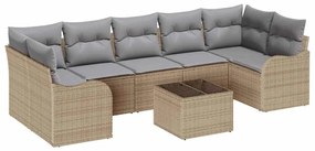 vidaXL Kerti Kanapé Szett Bézs 55 x 55 x 37 cm polirattan