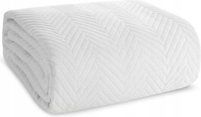 Dekoratív ágytakaró Len 200x220 fehér steppelt, lenvászon szerkezetű