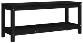 fekete tömör fenyőfa kerti pad 108x35x45 cm
