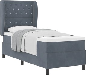 vidaXL Boxrugós ágy matracmal Sötétszürke 200 x 80 cm Poliészter