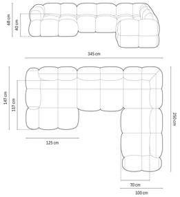 Zöld bársony sarokkanapé (jobb oldali-U alakú) Loretto – Cosmopolitan Design