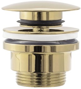 készlet Pultos mosdó Pearl black matt gold edge + Fürdőszobai csaptelep Lungo gold + Dugó gold