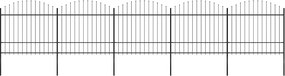 vidaXL fekete acélkerítés lándzsás tetejű szegéllyel 892,5 x 175 cm