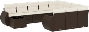 vidaXL 11 részes barna polyrattan kerti ülőgarnitúra párnákkal