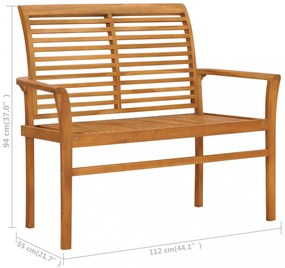 tömör tíkfa kerti pad szürke párnával 112 cm