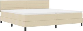 vidaXL Boxrugós ágy matracmal leddel Krém 200 x 200 cm szövet