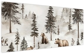 Kép - Erdő medvékkel (120x50 cm)