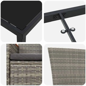 Kert étkező szett párnával 3 pcs Szürke Poli rattan