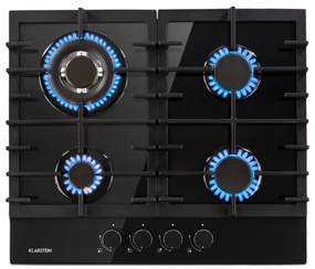 Klarstein Ignito 4, gázfőzőlap, 4 Sabaf égő, üvegkerámia, fekete