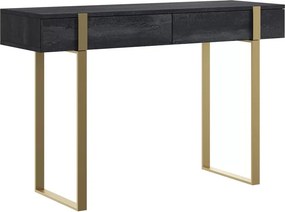 Verica modern konzolasztal / fésülködőasztal 120 cm fém lábakkal - fekete beton / arany lábak