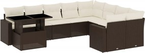 vidaXL 10 részes barna polyrattan kerti ülőgarnitúra párnákkal