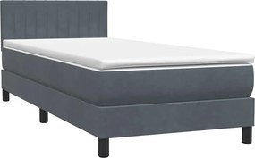 vidaXL sötétszürke bársony rugós ágy matraccal 90x210 cm