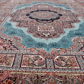 Perzsa szőnyeg türkiz TABRIZ 160x230 luxus nappali szőnyeg akrilból