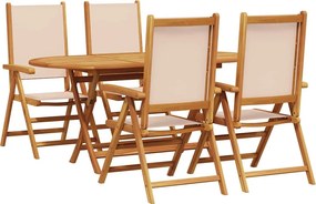 vidaXL Kert étkező szett 5 pcs Bézs Tömör Akácfa