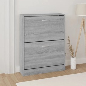 szürke sonoma színű szerelt fa cipősszekrény 59x17x81 cm