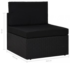 2 személyes fekete elemes polyrattan kanapé
