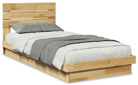ágykeret fejtámlával matrac nélkül 80x200 cm tömör fa tölgyfa