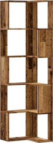 vidaXL 5 szintes antik fa szerelt fa sarok könyvespolc 50 x 50 x 179cm
