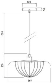 Lámpa Mennyezeti lámpatest TULIP,3444,AC220-240V,50/60Hz,1*E27,IP20,átmérő 36cm,egyes,fekete/arany