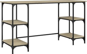 vidaXL sonoma tölgy színű fém és szerelt fa íróasztal 140 x 50 x 75 cm