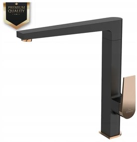 Invena Midnight, szabadon álló mosogató csaptelep, fekete-rózsa arany, BZ-35-014-V