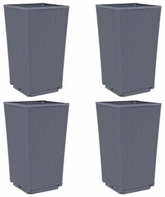 4 db szürke polipropilén kerti ültetőláda 32,5 x 32,5 x 57 cm