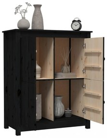 fekete tömör fenyőfa tálalószekrény 83 x 41,5 x 100 cm