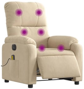 krémszínű mikroszálas szövet elektromos dönthető masszázsfotel
