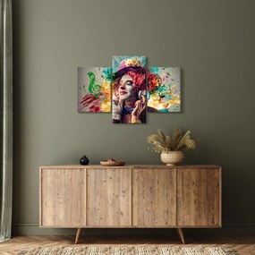 Kép - Női művész fejhallgatóval (90x60 cm)