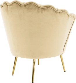 Art-deco stílusú fotel, bézs Velvet szövet/gold arany króm, NOBLEO