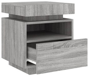 szürke sonoma éjjeliszekrény LED-világítással 40 x 39 x 48,5 cm