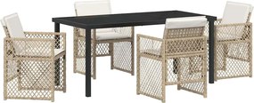 vidaXL Kert étkező szett 5 pcs Bézs polirattan