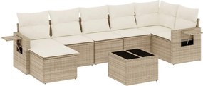 vidaXL 8 részes bézs polyrattan kerti ülőgarnitúra párnával