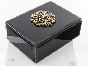 Vetrario design szögletes fekete ékszeres doboz arany kövekkel rakott dísszel 6x16x12cm